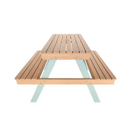 Table de pique-nique en bois d'acacia pour enfant, salon de jardin enfant 2 places, couleur teck clair Vert de gris 6 - vertbaudet enfant 
