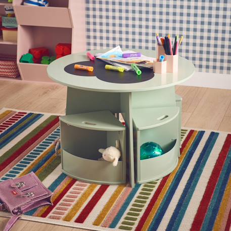 Table effet ardoise et 4 chaises avec rangement pour enfant Blanc+Vert 9 - vertbaudet enfant 