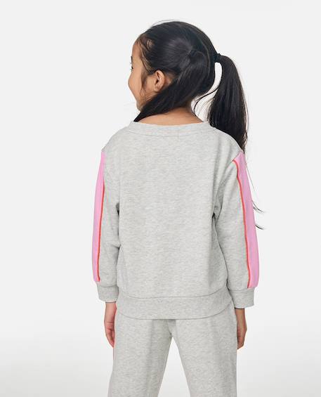 Sweat à capuche sunshine revival fille Gris clair chiné 2 - vertbaudet enfant 