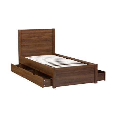 Lit avec sommier à lattes et tête de lit  + 4 tiroirs décor bois - nepal Naturel+Noyer 11 - vertbaudet enfant 