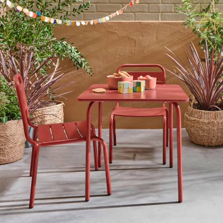 Salon de jardin enfant table et chaises métal anna - 2 places, 48x48cm Terracotta 4 - vertbaudet enfant 