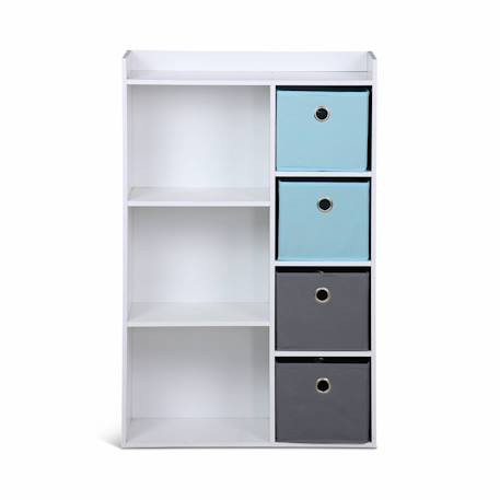 Meuble de rangement pour enfant, blanc - camille - avec 7 compartiments et 4 paniers Bleu+Rose 6 - vertbaudet enfant 