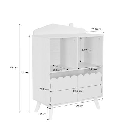 Bibliothèque enfant 2 étagères 2 portes Blanc+Rose+Vert 17 - vertbaudet enfant 