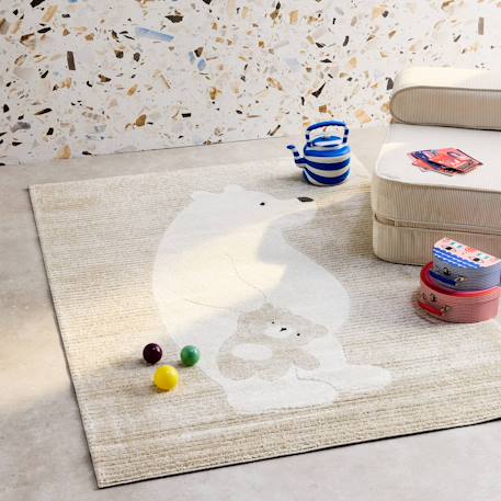 Tapis enfant beige / crème, tapis intérieur oursons, poils ras Beige 3 - vertbaudet enfant 