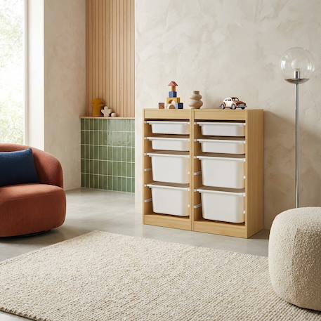 Meuble de rangement enfant 4 bacs de rangement, 41,5 x 30 x 89cm (lot de 2) Blanc+Naturel 7 - vertbaudet enfant 