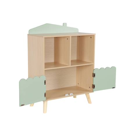Bibliothèque enfant 2 étagères 2 portes Blanc+Rose+Vert 18 - vertbaudet enfant 