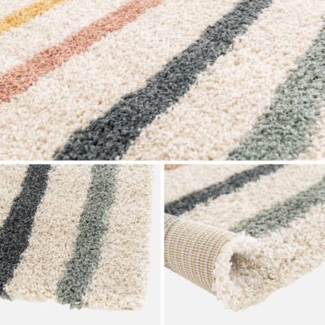 Tapis enfant arc-en-ciel, tapis intérieur crème et multicolore, poils longs shaggy Multicolore 4 - vertbaudet enfant 