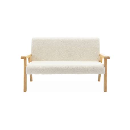 Banquette canapé pour enfant 2 places bouclette et bois d'hévéa l 84 x p 43,5 x h 50cm Blanc 5 - vertbaudet enfant 