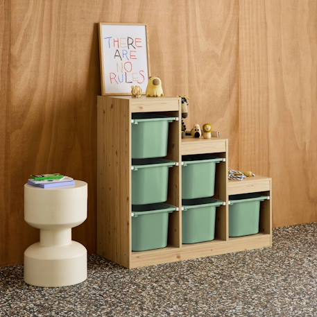 Meuble de rangement enfant escalier 6 bacs de rangement décor bois naturel - sora Beige+Vert de gris 10 - vertbaudet enfant 