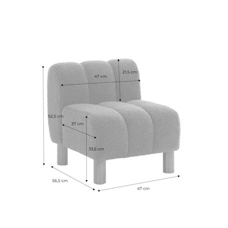 Fauteuil enfant pieds arrondis bois d'hévéa et bouclette l 47 x p 56,5 x h 52,5cm - angel Blanc+Kaki 5 - vertbaudet enfant 