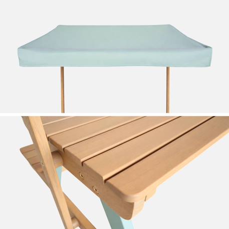 Table de pique-nique, salon de jardin enfant bois d'acacia avec parasol 2 places - jade Vert de gris 4 - vertbaudet enfant 