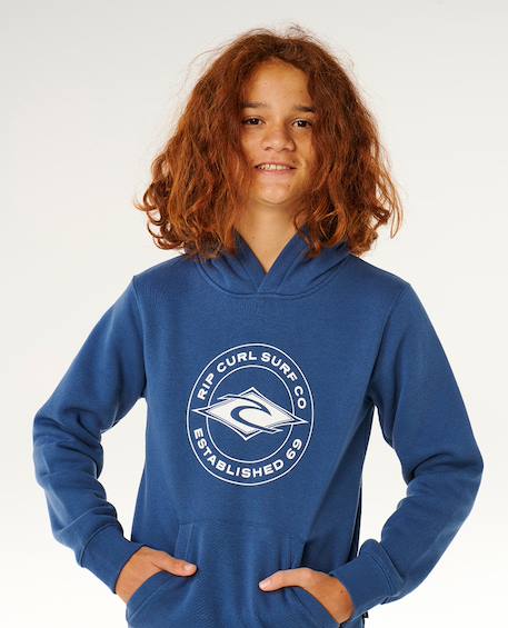 Sweat à capuche stapler enfant Beurre de pomme+Bleu marine clair 10 - vertbaudet enfant 