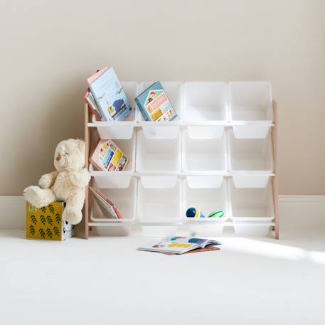 Meuble de rangement jouet avec 12 casiers, tobias, l 84 x p 29,5 x h 60cm Blanc+Naturel 9 - vertbaudet enfant 