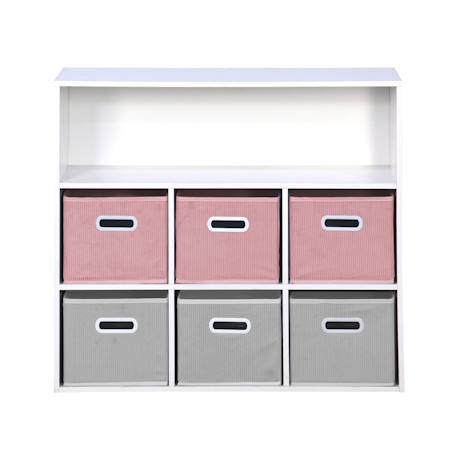 Meuble de rangement pour enfant camille avec 7 compartiments et 6 paniers en velours Bleu+Rose+Vert 12 - vertbaudet enfant 