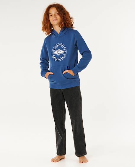 Sweat à capuche stapler enfant Beurre de pomme+Bleu marine clair 8 - vertbaudet enfant 