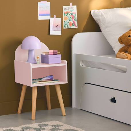 Table de chevet chambre enfant, pieds en pin Blanc+Rose+Vert 9 - vertbaudet enfant 