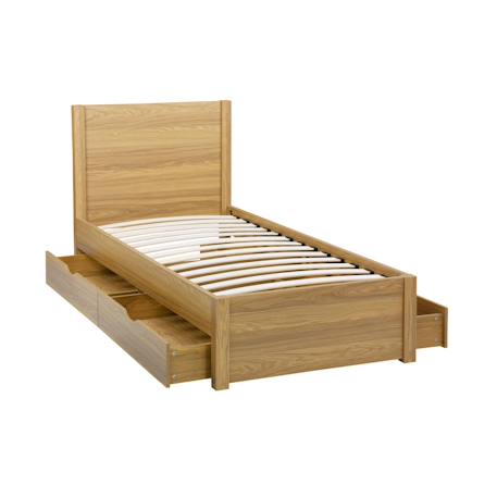 Lit avec sommier à lattes et tête de lit  + 4 tiroirs décor bois - nepal Naturel+Noyer 5 - vertbaudet enfant 
