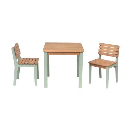 Table de jardin enfant, table en bois d'acacia, intérieur et extérieur avec 2 chaises Vert de gris 3 - vertbaudet enfant 
