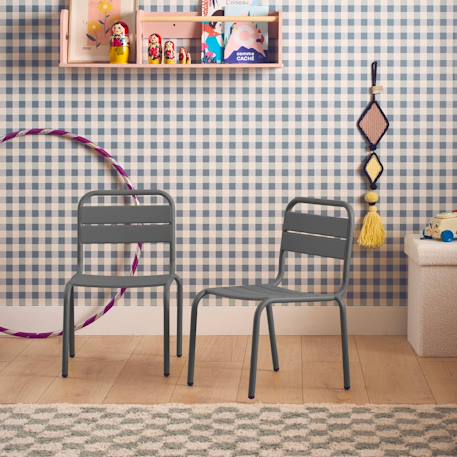 Lot de 2 chaises en métal pour enfant Anthracite+Jaune+Kaki 3 - vertbaudet enfant 