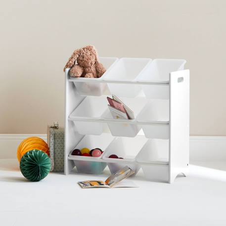Meuble de rangement pour enfant avec 9 casiers - tobias - mdf décor bois naturel, 64x295x60cm Blanc+Naturel+Vert céladon 3 - vertbaudet enfant 