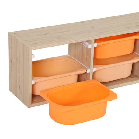 Sora - children's storage unit with 6 storage bins Moutarde+Orange+Vert olive 9 - vertbaudet enfant 