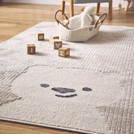 Tapis enfant beige / crème, tapis intérieur petit ourson, poils ras, tapis frisé très doux Beige 3 - vertbaudet enfant 