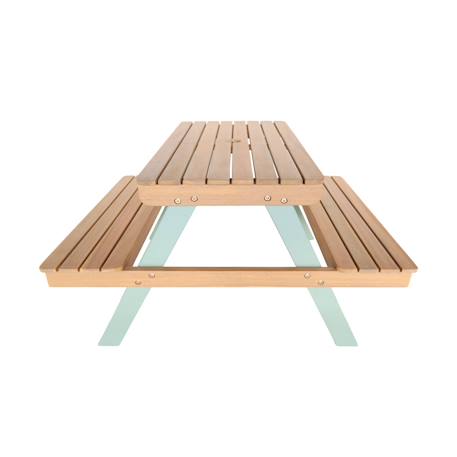 Table de pique-nique en bois d'acacia pour enfant, salon de jardin 4 places vert de gris et teck - caroline Vert de gris 6 - vertbaudet enfant 