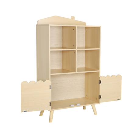 Bibliothèque enfant, 2 portes et 4 étagères Blanc+Naturel+Rose+Vert 10 - vertbaudet enfant 