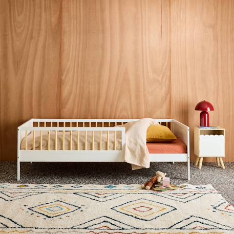 Lit enfant 90 x 190 cm pin naturel sommier à lattes inclus vert et blanc - elio Blanc+Vert 3 - vertbaudet enfant 
