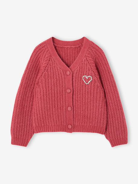 Gilet boutonné fille écru+vieux rose 4 - vertbaudet enfant 