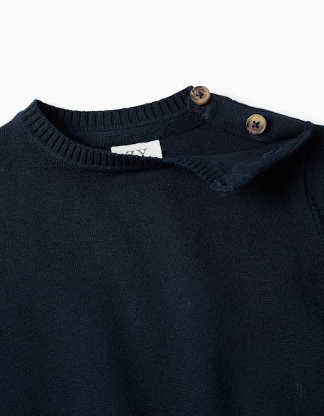 Pull en maille avec boutons sur l'épaule Bleu foncé 3 - vertbaudet enfant 