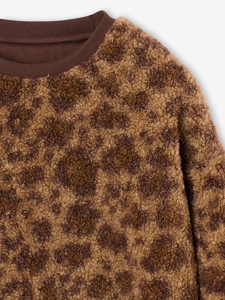 Sweat fille manches longues col rond camel+écru 3 - vertbaudet enfant 