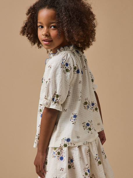 Blouse coton dobby imprimée fille Imprimé  rosa blue 2 - vertbaudet enfant 