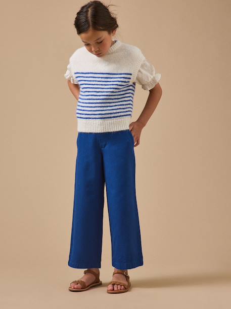 Pull rayé sans manches fille Rayure bleu/ecru 4 - vertbaudet enfant 