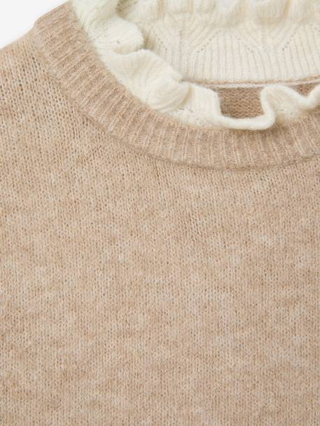 Pull col montant fille camel+vieux rose 3 - vertbaudet enfant 