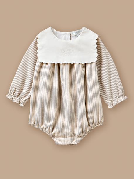 Barboteuse rayée bébé Rayure marron/ecru 1 - vertbaudet enfant 