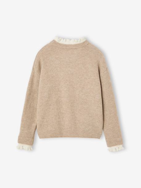 Pull col montant fille camel+vieux rose 2 - vertbaudet enfant 