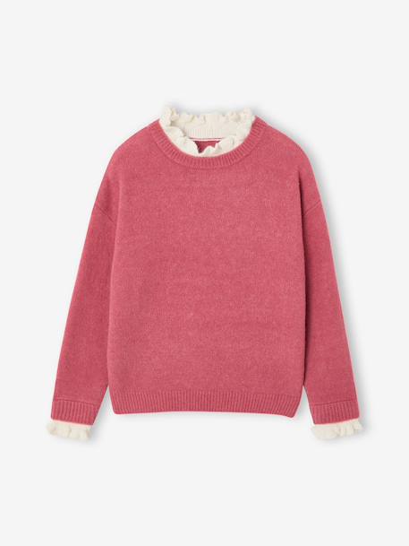 Pull col montant fille camel+vieux rose 5 - vertbaudet enfant 