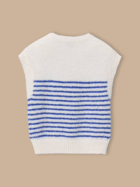 Pull rayé sans manches fille Rayure bleu/ecru 2 - vertbaudet enfant 