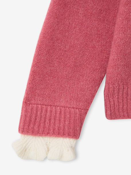 Pull col montant fille camel+vieux rose 8 - vertbaudet enfant 