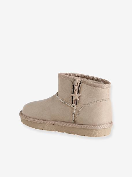 Boots enfant fille textile zippées taupe 3 - vertbaudet enfant 