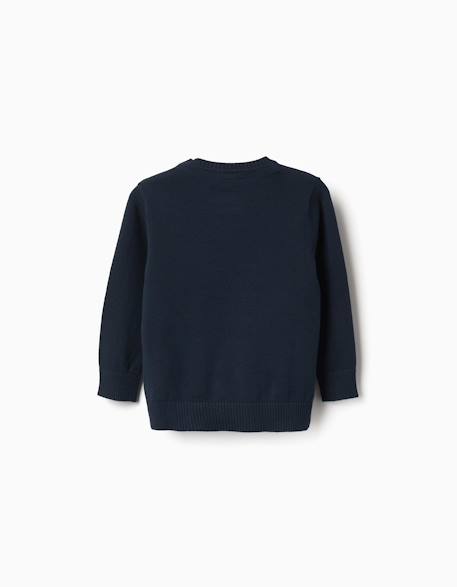 Pull en maille avec boutons sur l'épaule Bleu foncé 2 - vertbaudet enfant 