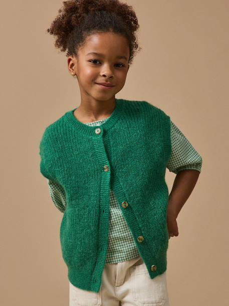 Cardigan fille laine et mohair Gazon+Vert d'eau 1 - vertbaudet enfant 