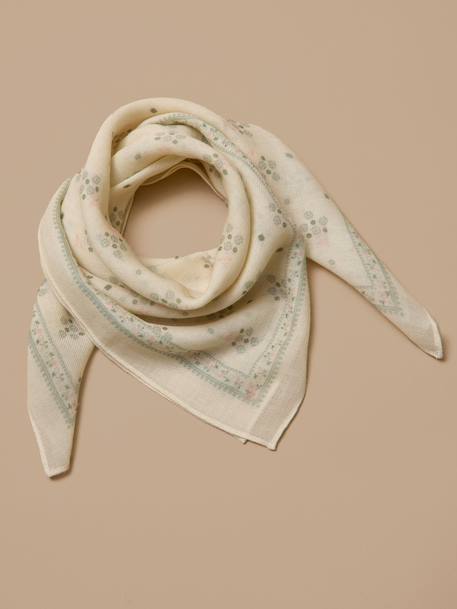 Fille-Accessoires-Bonnet, écharpe, gants-Foulard imprimé en laine fille