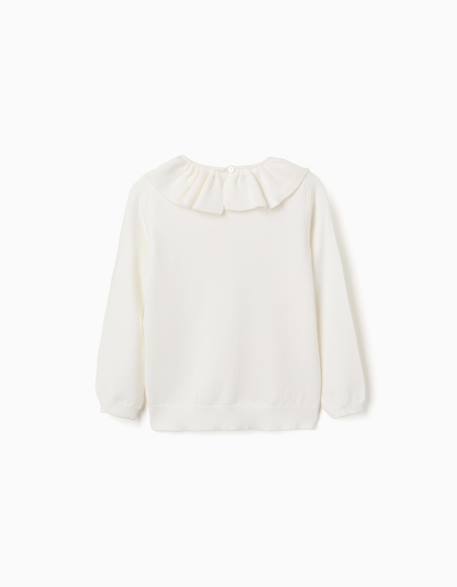 Pull en maille avec col à volants Blanc 2 - vertbaudet enfant 