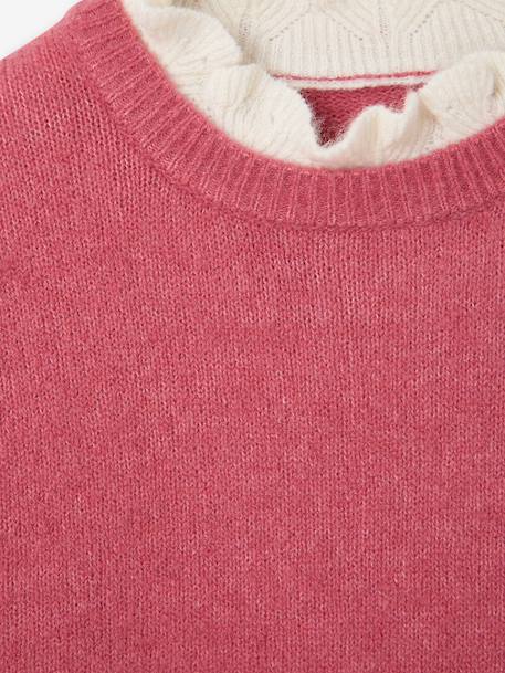 Pull col montant fille camel+vieux rose 7 - vertbaudet enfant 