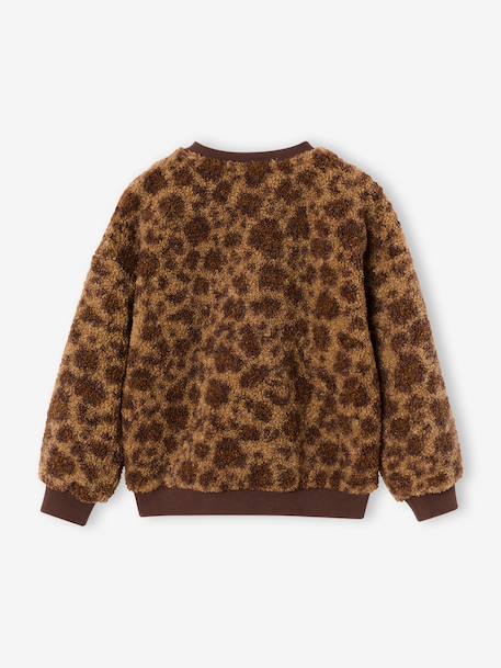 Sweat fille manches longues col rond camel+écru 2 - vertbaudet enfant 