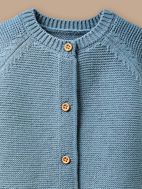 Cardigan bébé en coton biologique Bleu orion+Ecru 2 - vertbaudet enfant 