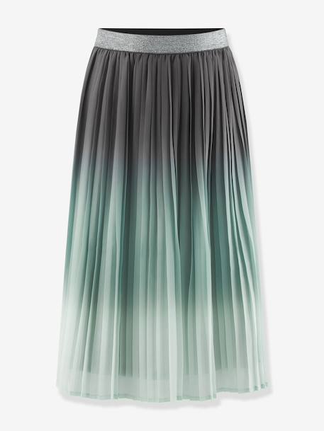 Jupe longue plissée fille Happy Girls bleu foncé+vert de gris 2 - vertbaudet enfant 