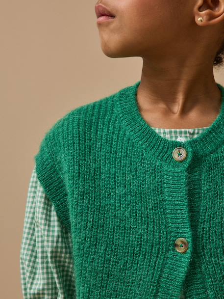 Cardigan fille laine et mohair Gazon+Vert d'eau 3 - vertbaudet enfant 